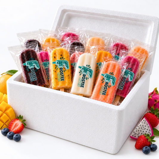 Box of 24 premium fruit popsicles by Frostee Bites